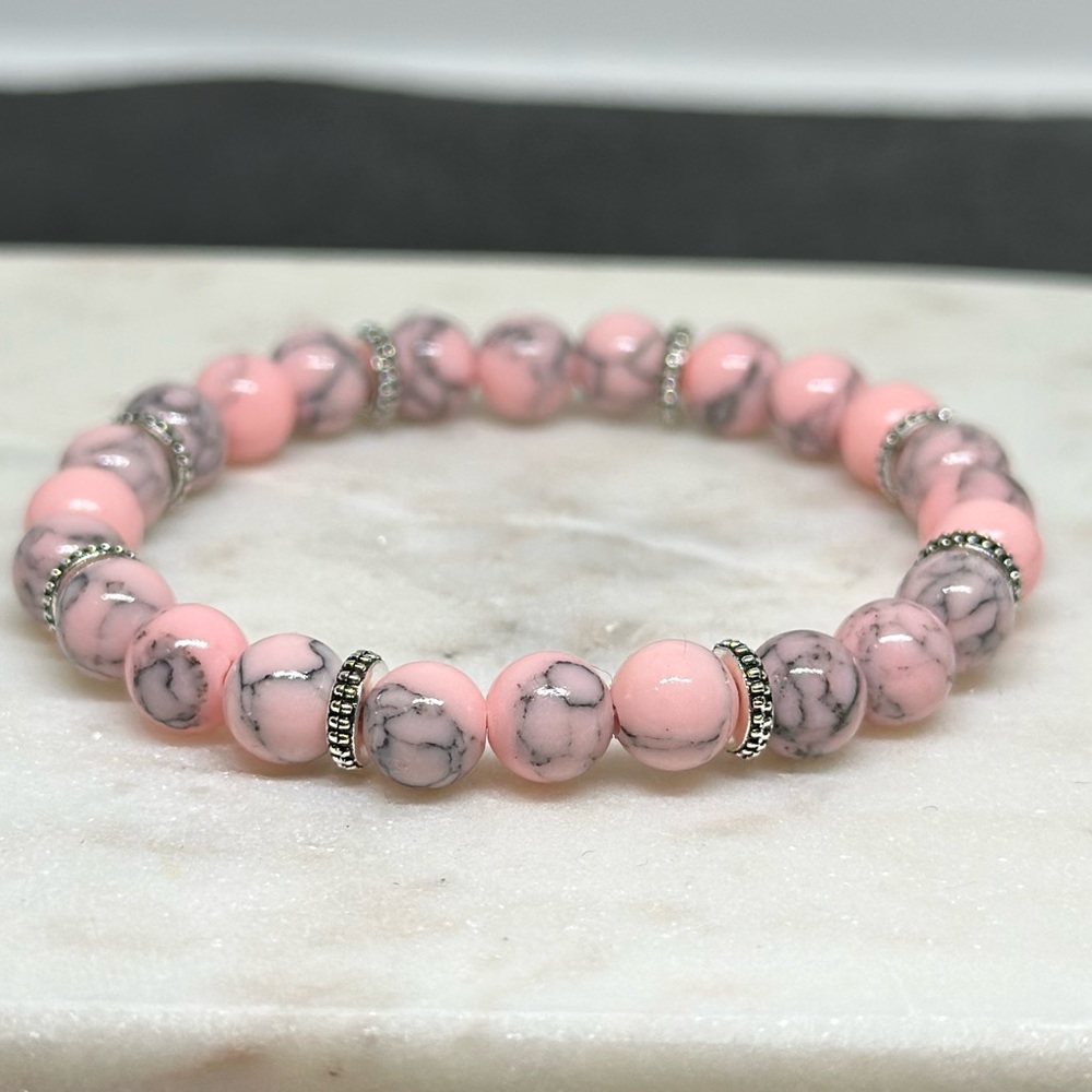 Pink Howlite healing crystal bracelet